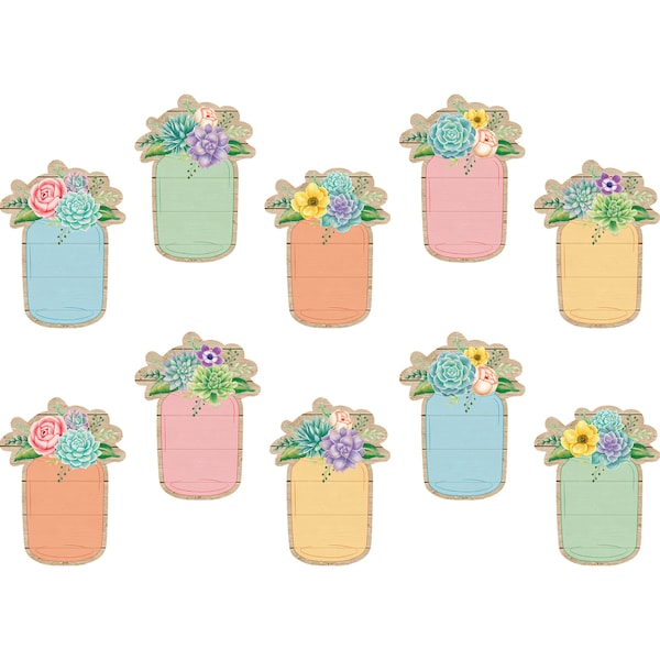 Teacher Created Resources Rustic Bloom Mason Jars Accents, 30 Pieces, PK3 TCR8551 - main
